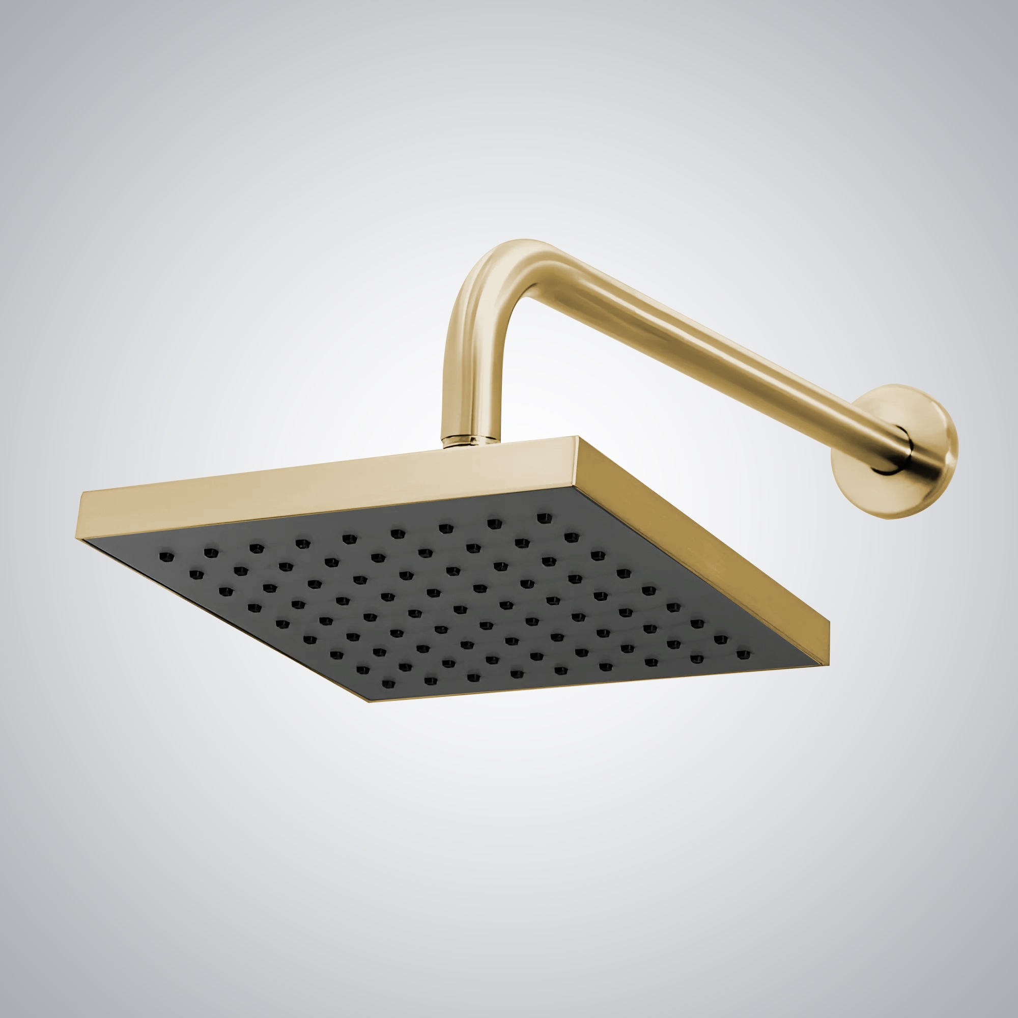 Fontana 12" Solid Brass Square Brushed Gold Rainfall Wall Mounted Shower Head