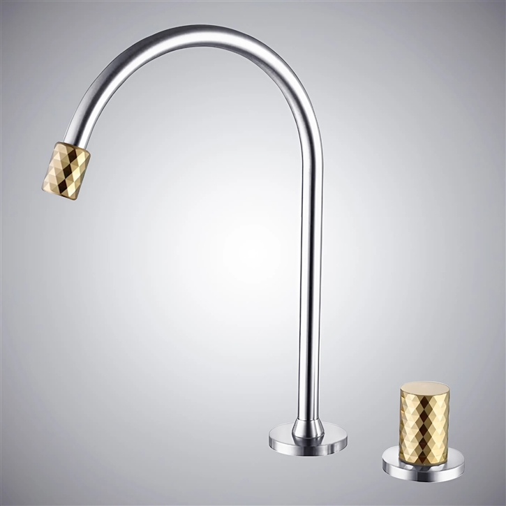 Fontana Sunbeam Grace In Chrome & Brushed Gold Finish Countertop Installation Brass Basin Bathroom Faucet With Hot And Cold Control
