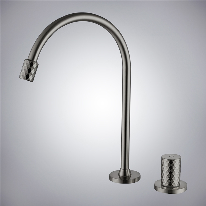 Fontana Sunbeam Grace In Gun Metal Gray Finish Countertop Installation Brass Basin Bathroom Faucet With Hot And Cold Control