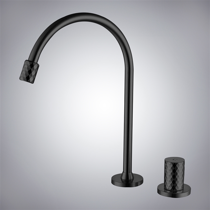 Fontana Sunbeam Grace In Matte Black Finish Countertop Installation Brass Basin Bathroom Faucet With Hot And Cold Control