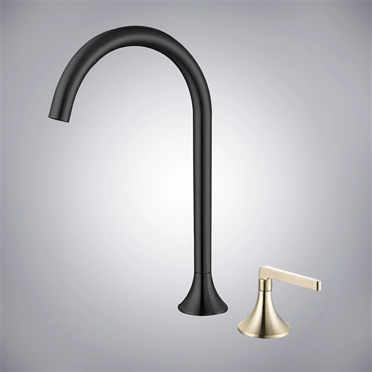 Fontana Slate Serenity In Black & Gold Finish Countertop Installation Brass Basin Bathroom Faucet With Hot And Cold Control
