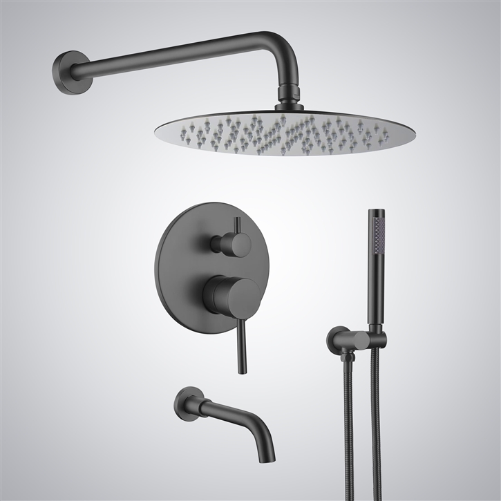 Fontana Reno Wall Mounted Gun Metal Gray Rainfall Mixer Shower Set