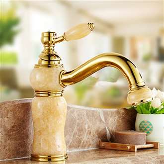 Arsizio Marble Single Handle Gold Mixer Bathroom Commercial Sink Tap 