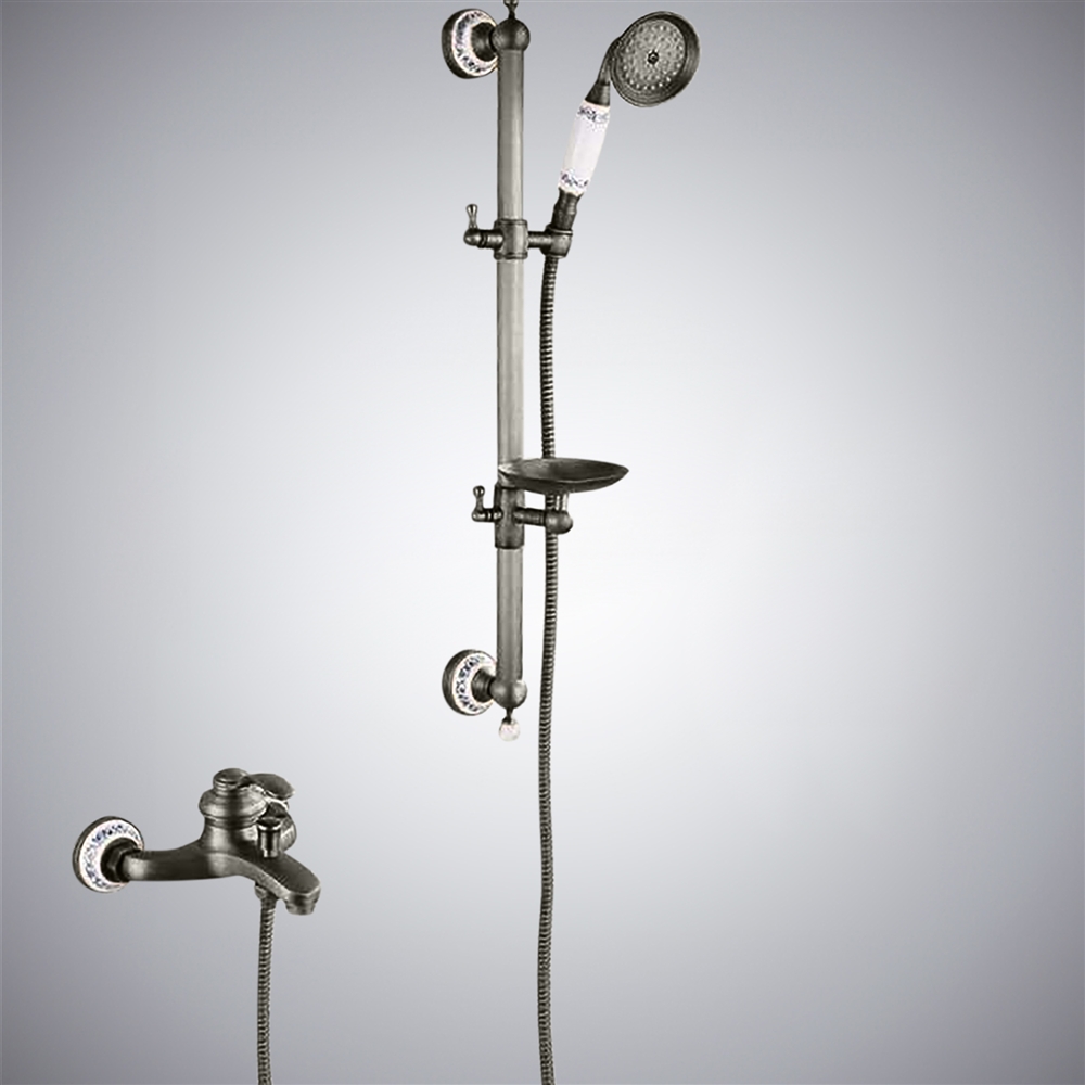 Fontana Sleek Wall-Mounted Shower Set With Integrated Soap Dish InÂ Gun Metal Gray