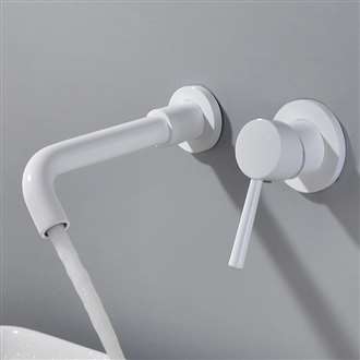 Geneva Matte Brass Wall Mount Single Handle White Bathroom Mixer BIM Object Sink Faucet 