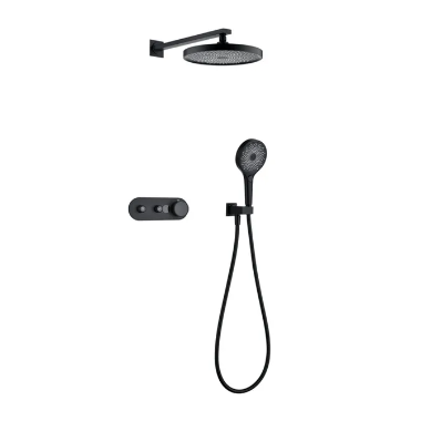 Fontana Horizon Obscur Matte Black Finish 2-Way Thermostatic Intelligent Digital Display With Hot And Cold Mixer Bathroom Shower Set