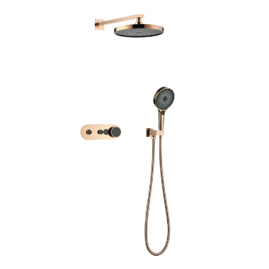 Fontana Horizon Obscur Rose Gold Finish 2-Way Thermostatic Intelligent Digital Display With Hot And Cold Mixer Bathroom Shower Set