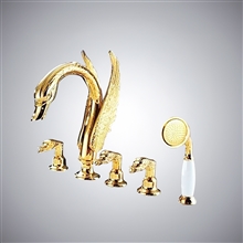 Fontana Swan Neck Gold Finish Waterfall Bathtub Faucet