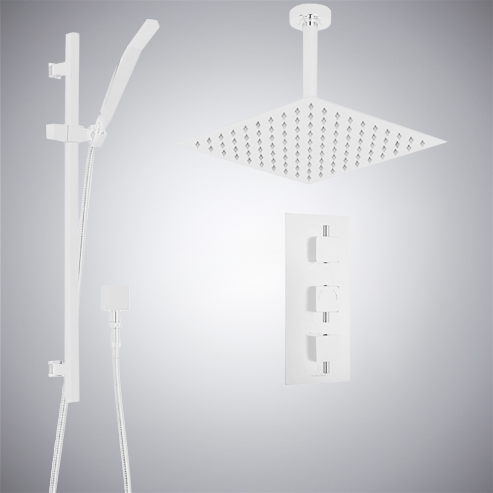 Fontana Rain Shower System In Matte White Finish