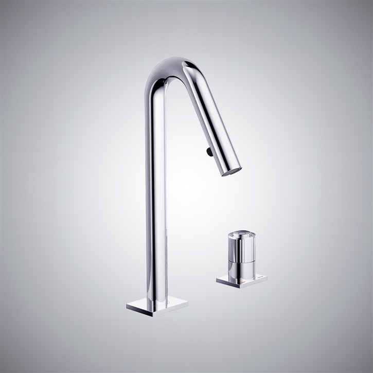 Fontana Wexford In Chrome Deck Mounted Double Hole Hot And Cold Water Mixer Bathroom Faucet