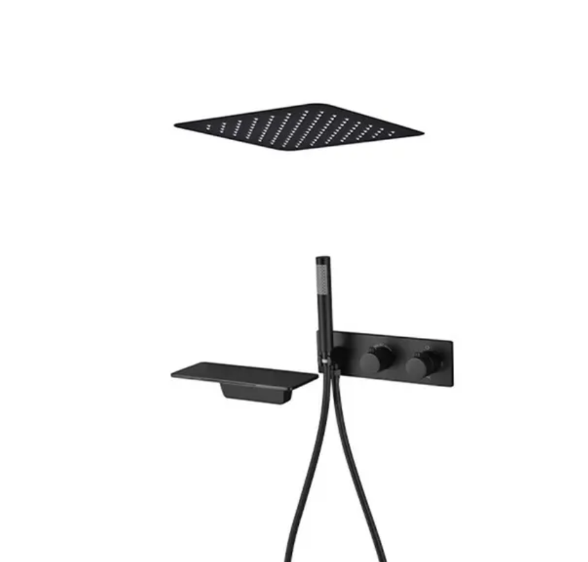 Fontana Boldmere Matte Black Concealed Ceiling Shower System FS-1115B-MB