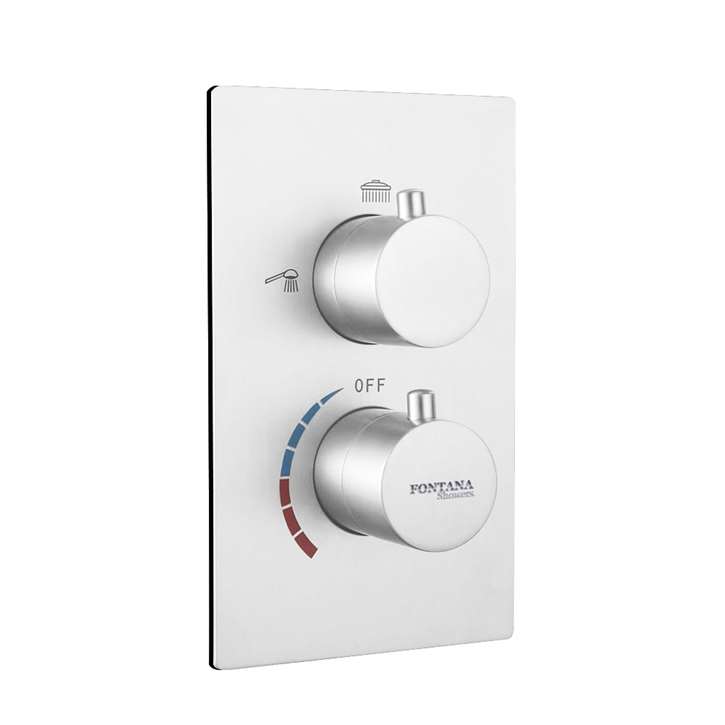 Fontana Matte White Thermostatic Two Knob Three Way Concealed Shower Mixing Valve