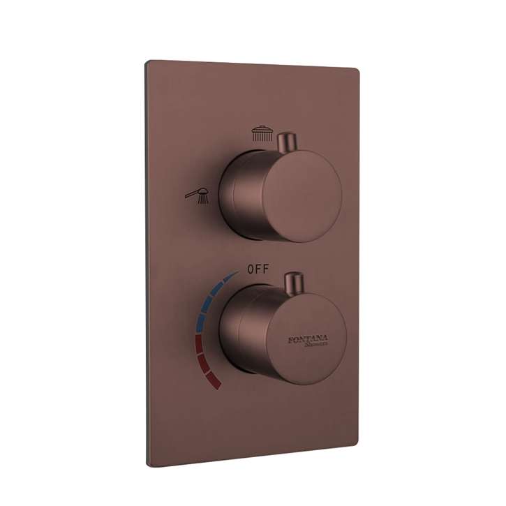 Fontana Oil Rubbed Bronze Thermostatic Two Knob Three Way Concealed Shower Mixing Valve