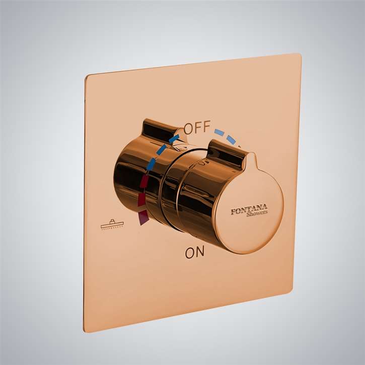 Fontana Bathroom Rose Gold Shower Faucet Valve Brass Wall Mounted Concealed Mixer
