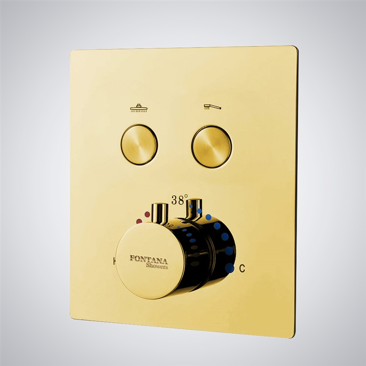 Fontana Showers Gold Brass Concealed Mixer Built-in Thermostat Mixer