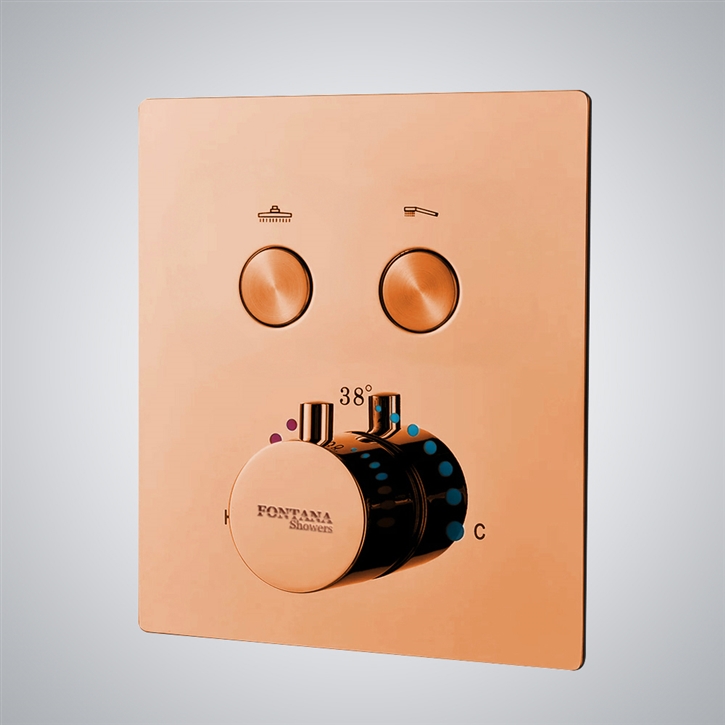 Fontana Showers Rose Gold Brass Concealed Mixer Built-in Thermostat Mixer