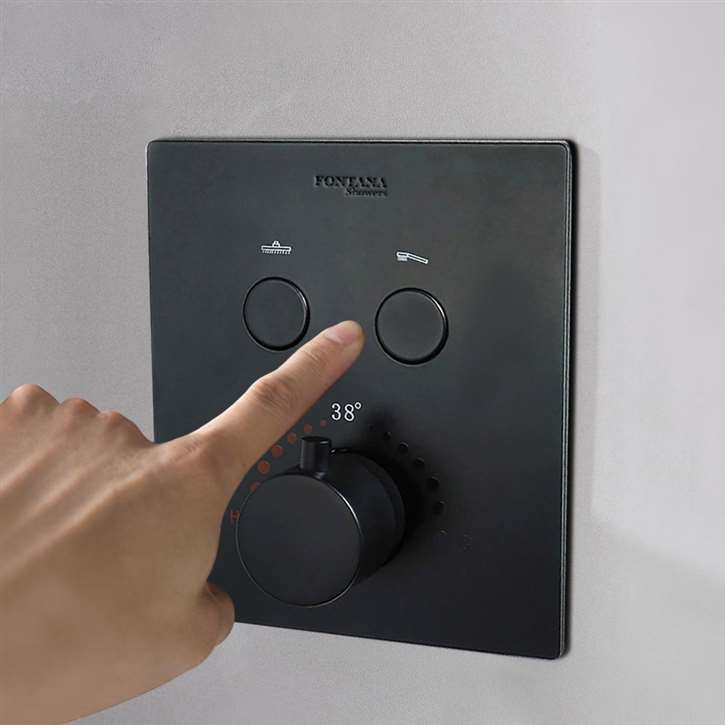 Fontana Matte Black Two-Function Concealed Thermostatic Shower Mixer