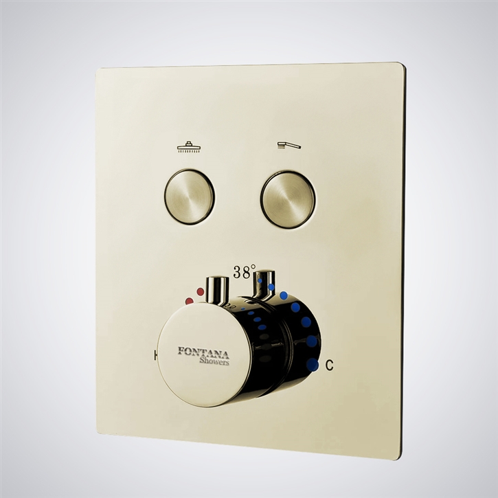 Fontana Showers Champagne Brass Concealed Mixer built-in Thermostat 2 Function Mixer