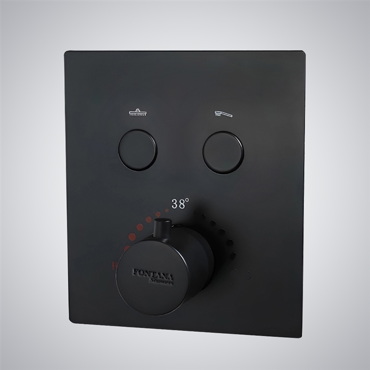 Fontana Showers Brass Concealed Thermostat Mixer 2 Function  Black