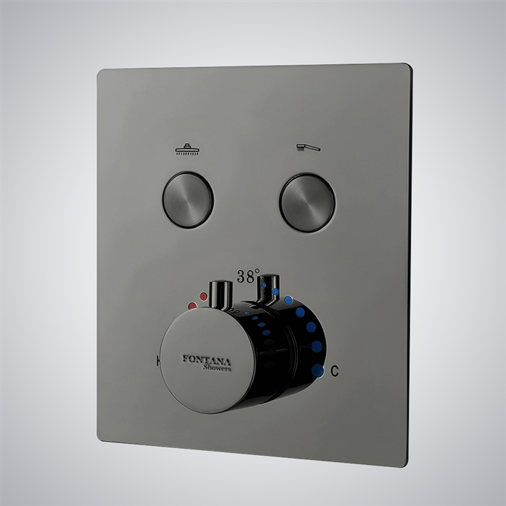 Fontana Showers Gun Metal Gray Brass Concealed Mixer built-in Thermostat 2 function Mixer