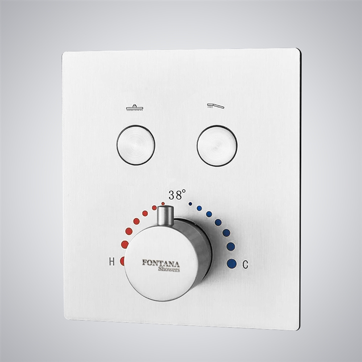 Fontana Showers Matte White Brass Concealed Mixer built-in Thermostat 2 function Mixer