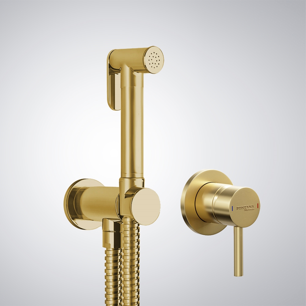 Fontana Brushed Gold Finish Shut-Off Douchette With 1/2" Pipe Connection