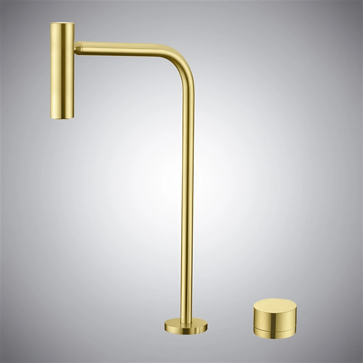 Fontana AlaCork Basin Faucet Widespread In Brushed Gold With Hot And Cold Mixer