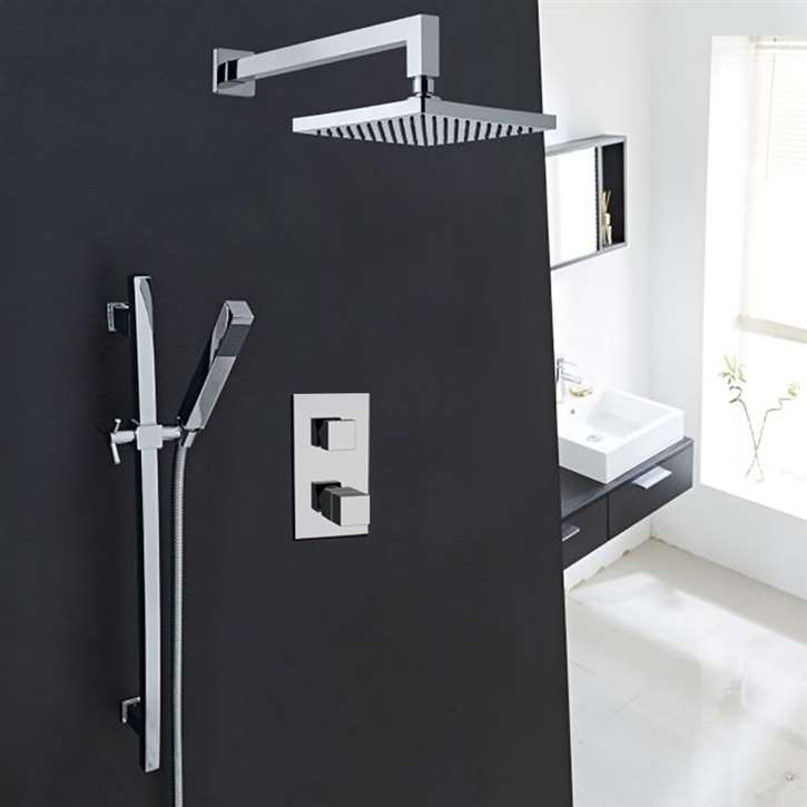 FontanaShowers Chrome Thermostatic Rainfall Shower Set