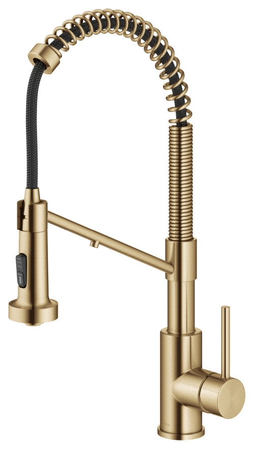 Fontana Campobasso Brushed Brass Style 2-Function Pull-Down 1-Handle 1-Hole Filter Kitchen Faucet