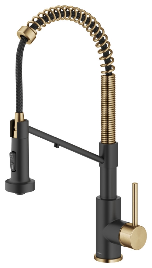Fontana Reggio Calabria Brushed Brass/ Matte Black Style 2-Function Pull-Down 1-Handle 1-Hole Filter Kitchen Faucet