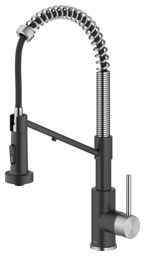 Fontana Ascoli Piceno Spot Free Stainless Steel/ Matte Black Style 2-Function Pull-Down 1-Handle 1-Hole Filter Kitchen Faucet