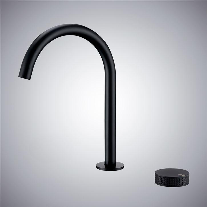 Fontana Graphite Arc Matte Black Basin Faucet With Hot And Cold Single Handle Rotating Spout In Deck Mounted