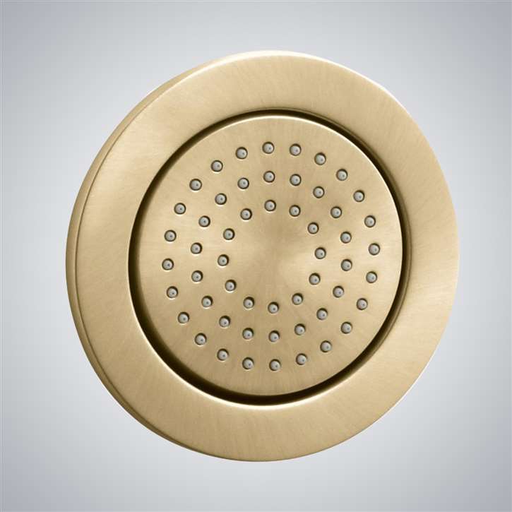 Fontana Wall Mount Traditional Round 54 Nozzle Massage Body Spray in Vibrant Brushed Modern Brass