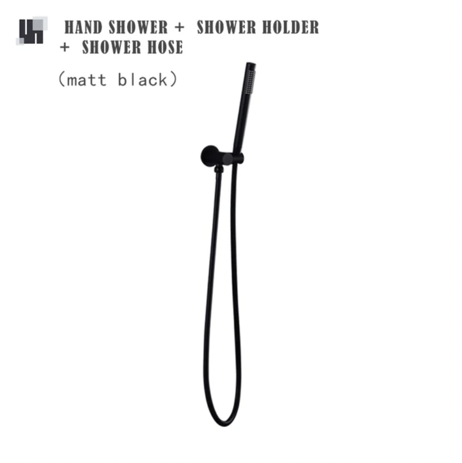 Fontana Matte Black Bathroom Handshower Complete With A Shower Holder And Hose