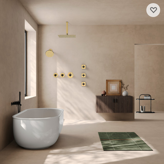 Fontana Minworth Dual Heads In Brushed Gold 12 Inches With 3 Body Spray And 3 Way Thermostatic Shower System