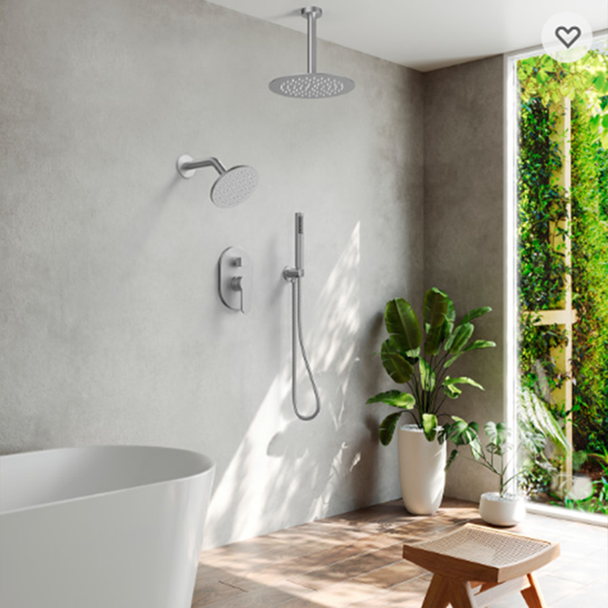 Fontana Witton Dual Rain Shower Heads In Brushed Nickel 10"x6" Inches With Handheld Shower And Rough-In Valve Shower System