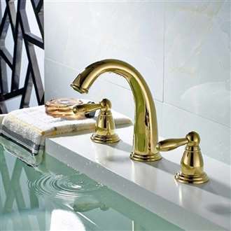 Paris Two Handle Centerset Gold Bathroom Commercial Sink Tap 