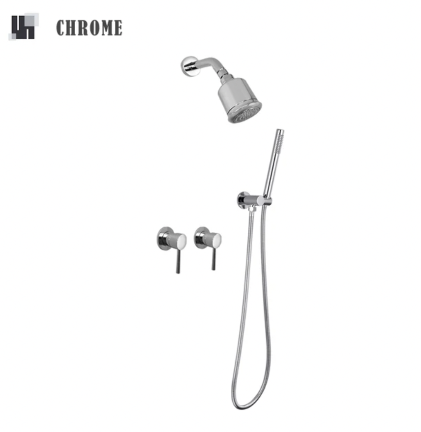 Fontana Chrome Hot And Cold Shower System Set With 2 Function Of Bathroom Shower Mixer And A Handheld Shower