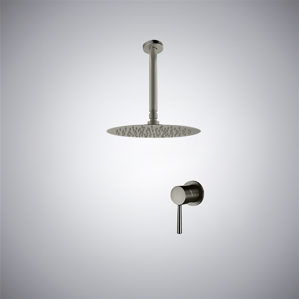 Fontana Gun Metal Gray Finish In Top Shower And A Valve Body
