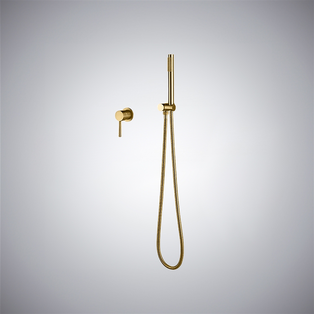 Fontana Essence BrossÃ© Brushed Gold Handheld Shower With Valve Body