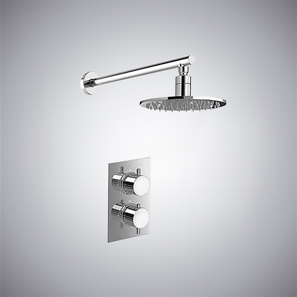 Fontana Round Thermostatic Mixer Shower Set With Optional LED Lighting in Chrome Finish