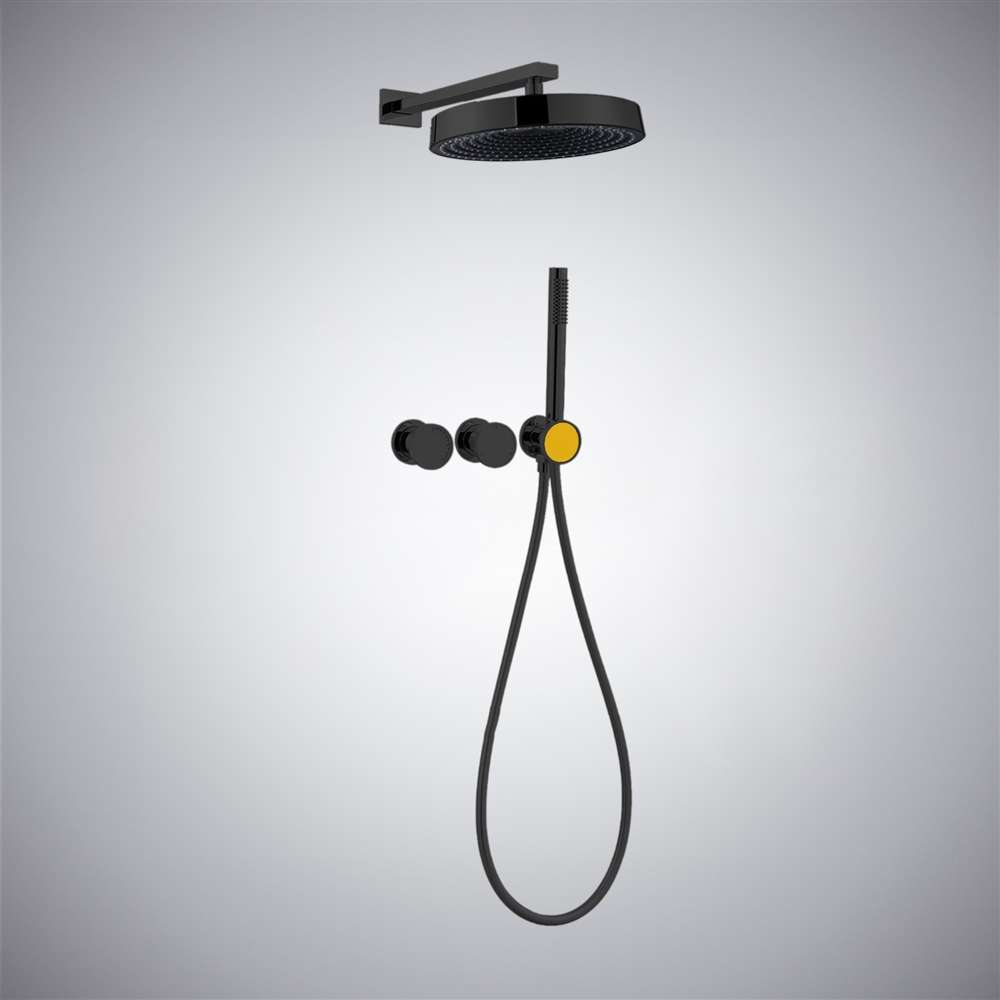 Fontana Matte Black Wall-Mounted Shower System With 3-Way Function Control