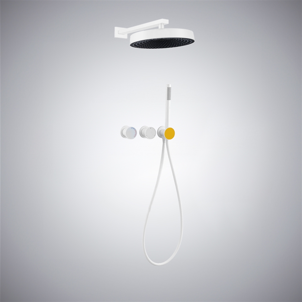 Fontana Matte White Wall-Mounted Shower System With 3-Way Function Control