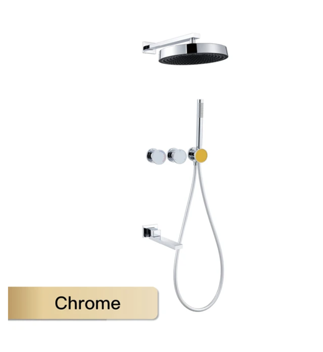 Fontana Chrome Wall-Mounted Shower System Set With 3-Way Function Control