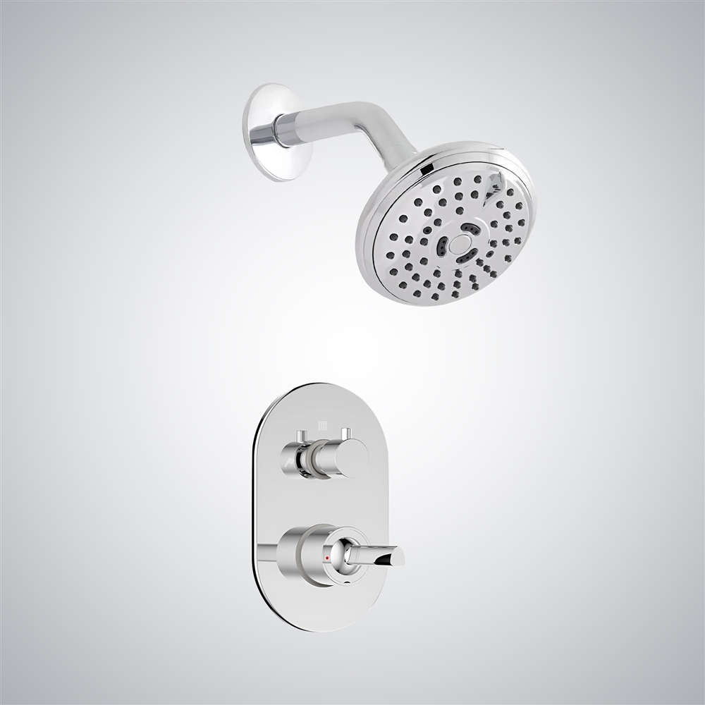 Fontana Chrome Wall Mounted Round Shower With Mixer