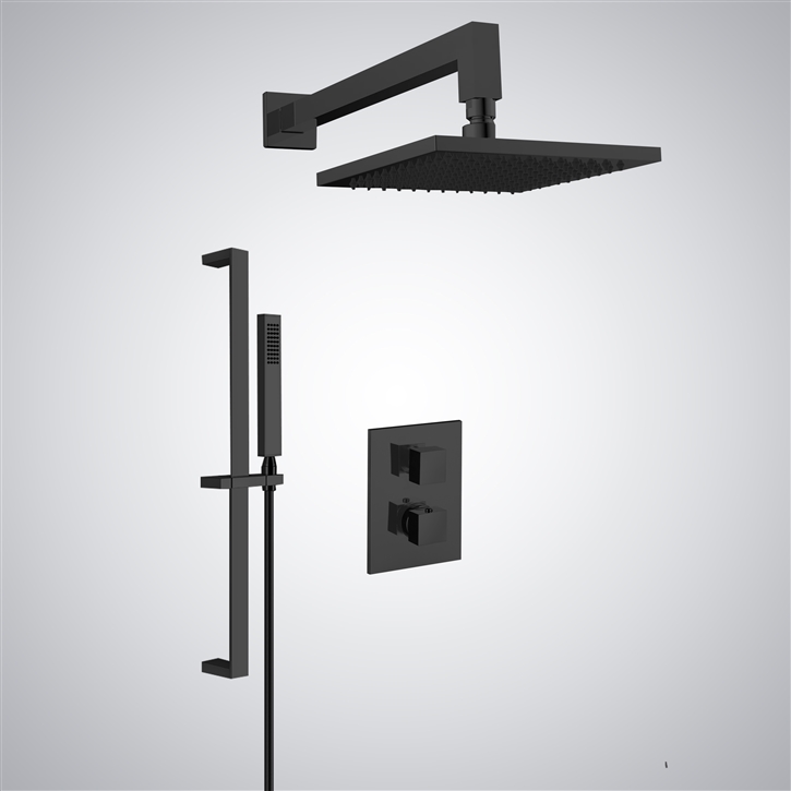 Fontana In Matte Black Finish Shower Set With Single Handle Mixer & Hand Shower