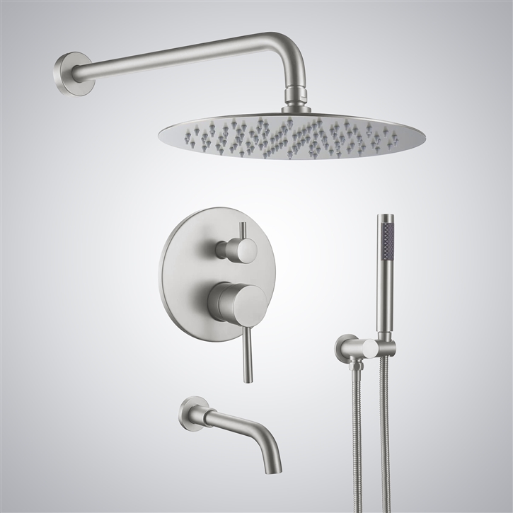 Fontana Reno Wall Mounted In Brushed Nickel Rainfall Mixer Shower Set