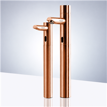Fontana Tall Rose Gold Commercial Automatic Touch-Free Lavatory Bathroom Sink Sensor Faucet and Soap Dispenser