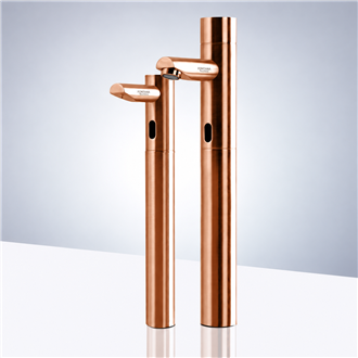 Fontana Tall Rose Gold Commercial Automatic Touch-Free Lavatory Bathroom Sink Sensor Faucet and Soap Dispenser