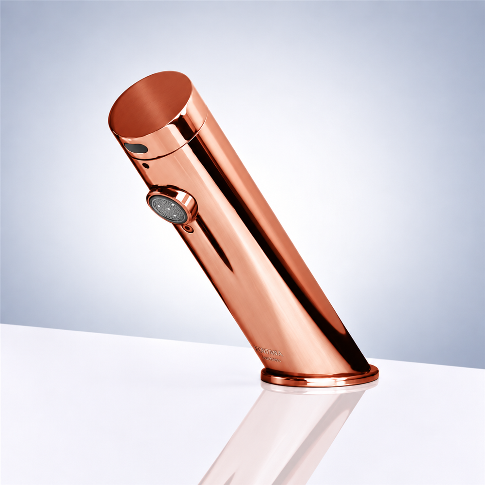 Fontana Dijon Rose Gold Finish Contemporary Automatic Commercial Sensor Faucet